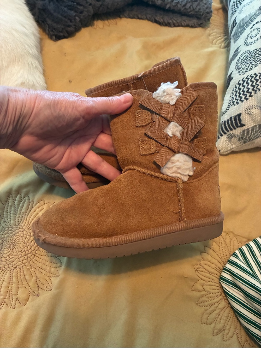 Koolaburra by UGG Kids Chestnut Suede Faux Fur Booties